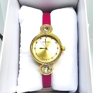 Strada Austrian Crystal Japanese Movement Infinity Watch in Goldtone